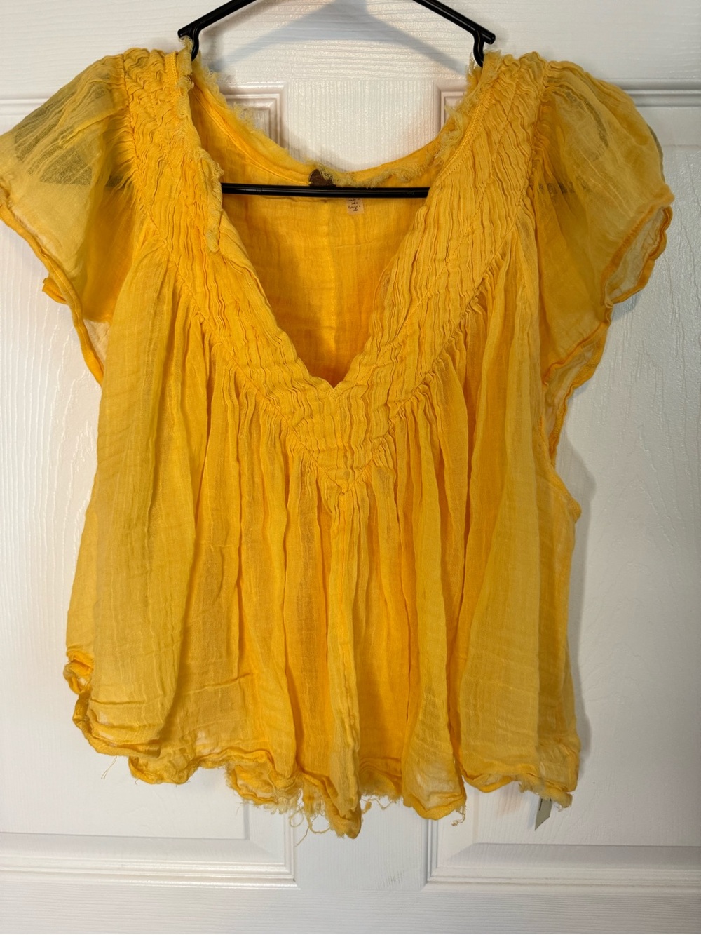 FP ONE Yellow Smocked V-Neck Blouse - Picture 2 of 6